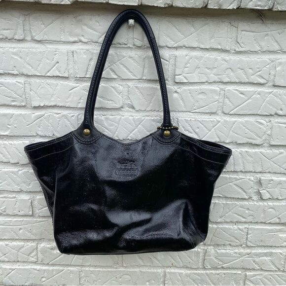 Coach Handbags - Coach Black Patent Leather Bleeker Purse #12362 Liquid Leather Fall Trending